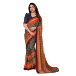 Orange Georgette Printed Saree for Women