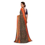 Generic Women's Georgette Printed Saree With Unstitched Blouse 5.5Mtr (Orange) - Image 3