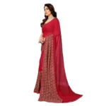 Generic Women's Georgette Printed Saree With Unstitched Blouse 5.5Mtr (Red) - Image 4