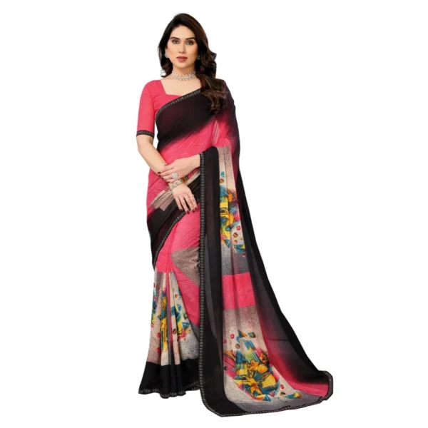 Multicolor Georgette Printed Saree for Women