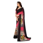 Generic Women's Georgette Printed Saree With Unstitched Blouse 5.5Mtr (Multicolor) - Image 4