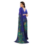 Generic Women's Georgette Printed Saree With Unstitched Blouse 5.5Mtr (Blue) - Image 3