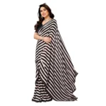 Generic Women's Georgette Printed Saree With Unstitched Blouse 5.5Mtr (Black) - Image 2