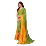 Generic Women's Georgette Printed Saree With Unstitched Blouse 5.5Mtr (Green) - Image 4