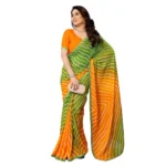 Generic Women's Georgette Printed Saree With Unstitched Blouse 5.5Mtr (Green) - Image 2