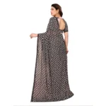 Generic Women's Georgette Printed Saree With Unstitched Blouse 5.5Mtr (Black) - Image 3
