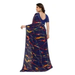 Generic Women's Georgette Printed Saree With Unstitched Blouse 5.5Mtr (Blue) - Image 3