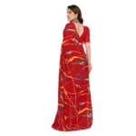 Generic Women's Georgette Printed Saree With Unstitched Blouse 5.5Mtr (Red) - Image 3