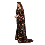 Generic Women's Georgette Printed Saree With Unstitched Blouse 5.5Mtr (Black) - Image 4