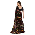 Generic Women's Georgette Printed Saree With Unstitched Blouse 5.5Mtr (Black) - Image 3