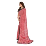 Generic Women's Georgette Printed Saree With Unstitched Blouse 5.5Mtr (Red) - Image 4