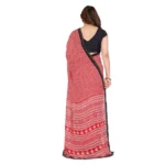 Generic Women's Georgette Printed Saree With Unstitched Blouse 5.5Mtr (Red) - Image 3