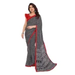 Black Georgette Printed Saree for Women
