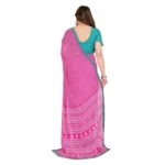 Generic Women's Georgette Printed Saree With Unstitched Blouse 5.5Mtr (Pink) - Image 3