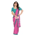 Generic Women's Georgette Printed Saree With Unstitched Blouse 5.5Mtr (Pink) - Image 2