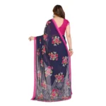 Generic Women's Georgette Printed Saree With Unstitched Blouse 5.5Mtr (Blue) - Image 3