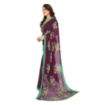 Generic Women's Georgette Printed Saree With Unstitched Blouse 5.5Mtr (Maroon) - Image 4