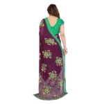 Generic Women's Georgette Printed Saree With Unstitched Blouse 5.5Mtr (Maroon) - Image 3