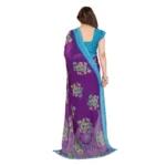 Generic Women's Georgette Printed Saree With Unstitched Blouse 5.5Mtr (Purple) - Image 3