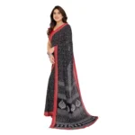 Generic Women's Georgette Printed Saree With Unstitched Blouse 5.5Mtr (Black) - Image 4