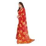 Generic Women's Georgette Printed Saree With Unstitched Blouse 5.5Mtr (Orange) - Image 4
