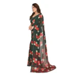 Generic Women's Georgette Printed Saree With Unstitched Blouse 5.5Mtr (Green) - Image 4