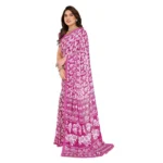 Generic Women's Georgette Printed Saree With Unstitched Blouse 5.5Mtr (Pink) - Image 4
