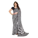 Women's Black Georgette Printed Saree