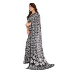 Generic Women's Georgette Printed Saree With Unstitched Blouse 5.5Mtr (Black) - Image 4