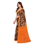 Generic Women's Georgette Printed Saree With Unstitched Blouse 5.5Mtr (Mustard) - Image 4