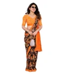 Generic Women's Georgette Printed Saree With Unstitched Blouse 5.5Mtr (Mustard) - Image 2