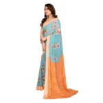 Light Blue Georgette Printed Saree with Unstitched Blouse