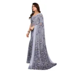 Generic Women's Georgette Printed Saree With Unstitched Blouse 5.5Mtr (Grey) - Image 4