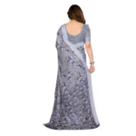 Generic Women's Georgette Printed Saree With Unstitched Blouse 5.5Mtr (Grey) - Image 3