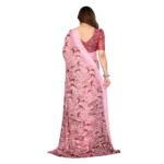 Generic Women's Georgette Printed Saree With Unstitched Blouse 5.5Mtr (Pink) - Image 3