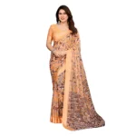 Orange Georgette Printed Saree for Women