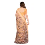 Generic Women's Georgette Printed Saree With Unstitched Blouse 5.5Mtr (Orange) - Image 3