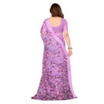 Generic Women's Georgette Printed Saree With Unstitched Blouse 5.5Mtr (Purple) - Image 3