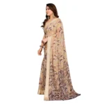Generic Women's Georgette Printed Saree With Unstitched Blouse 5.5Mtr (Beige) - Image 4