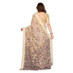 Generic Women's Georgette Printed Saree With Unstitched Blouse 5.5Mtr (Beige) - Image 3