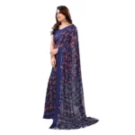 Generic Women's Georgette Printed Saree With Unstitched Blouse 5.5Mtr (Blue) - Image 4