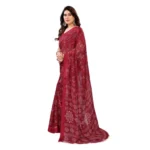 Generic Women's Georgette Printed Saree With Unstitched Blouse 5.5Mtr (Red) - Image 4