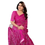 Pink Georgette Saree