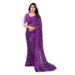 Purple Georgette Printed Saree for Women