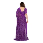Generic Women's Georgette Printed Saree With Unstitched Blouse 5.5Mtr (Purple) - Image 3