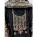 Generic Women's Banarasi Silk Printed Unstitched Salwar Suit Material With Dupatta (Black, 3Mtrs) - Image 4