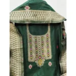 Generic Women's Banarasi Silk Printed Unstitched Salwar Suit Material With Dupatta (Bottle Green, 3Mtrs) - Image 3