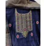 Generic Women's Banarasi Silk Printed Unstitched Salwar Suit Material With Dupatta (Navy Blue, 3Mtrs) - Image 2