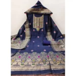 Generic Women's Banarasi Silk Printed Unstitched Salwar Suit Material With Dupatta (Navy Blue, 3Mtrs) - Image 3
