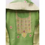 Generic Women's Banarasi Silk Printed Unstitched Salwar Suit Material With Dupatta (Pista, 3Mtrs) - Image 2